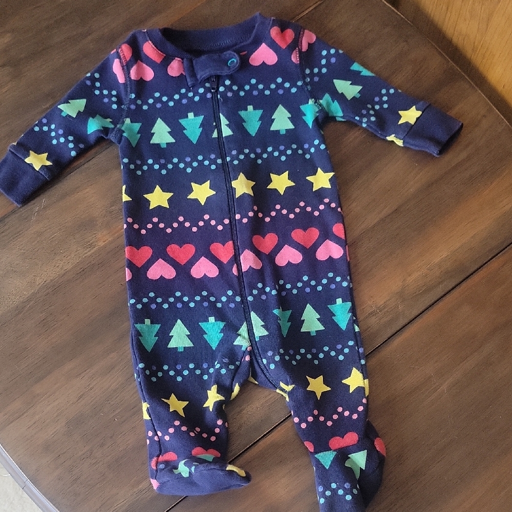 Primary Colorful Organic Cotton Zip One Piece Footie Sz NB